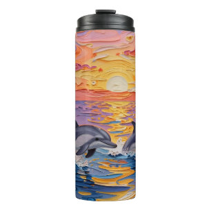 Bouteilles Isothermes Dauphins et vagues océaniques en impasto
