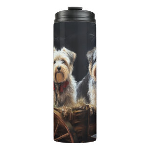 Bouteilles Isothermes Décor de Noël du Biewer Terrier Snowy Sleigh