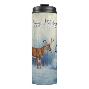 Bouteilles Isothermes Deer et Happy Snowman hiver de vacances scène