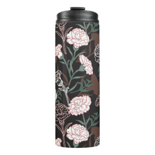 Bouteilles Isothermes Délicates oeillets roses avec fleurs Feuilles vert
