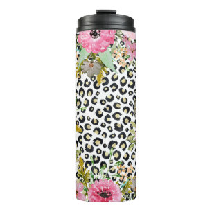 Bouteilles Isothermes Design Empreinte de léopard et floral élégant