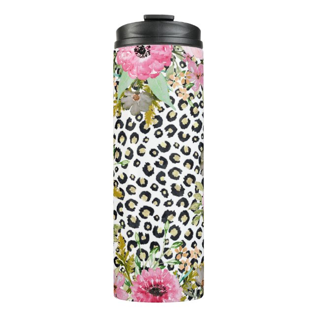 Bouteilles Isothermes Design Empreinte de léopard et floral élégant (Devant)