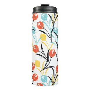 Bouteilles Isothermes Design floral Motif de Tulipe en blanc