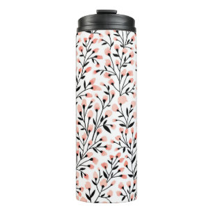 Bouteilles Isothermes Design motif floral transparent. Branche avec peti