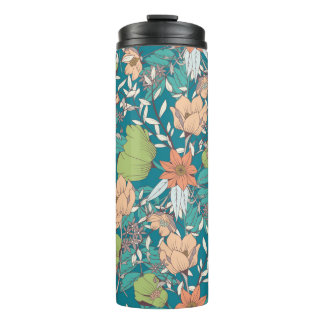 Bouteilles Isothermes Design motif sans couture avec fleurs dessinées à 