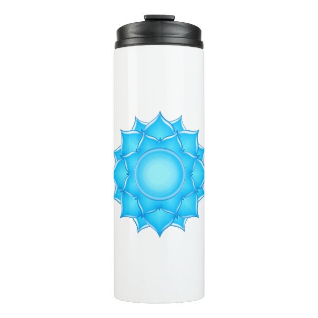 Bouteilles Isothermes Dessin de lotus de verre bleu (Devant)
