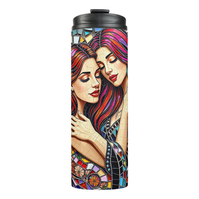 Bouteilles Isothermes Deux femmes amoureuses | Style Carrelage mosaïque  (Devant)