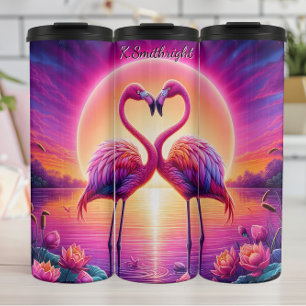 Bouteilles Isothermes Deux Flamants roses Heart Sunset Lake