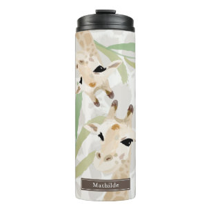 Bouteilles Isothermes Deux Giraffe Aquarelle Greige clair