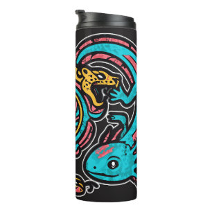 Bouteilles Isothermes Dieu aztèque Xolotl combattant l'art tribal de bat
