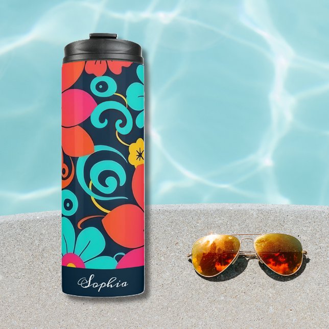 Bouteilles Isothermes Dopamine Design - Fleurs Funky Lumineuses-Retro (Dopamine Design– Bright Funky Flowers-Retro Thermal Tumbler)