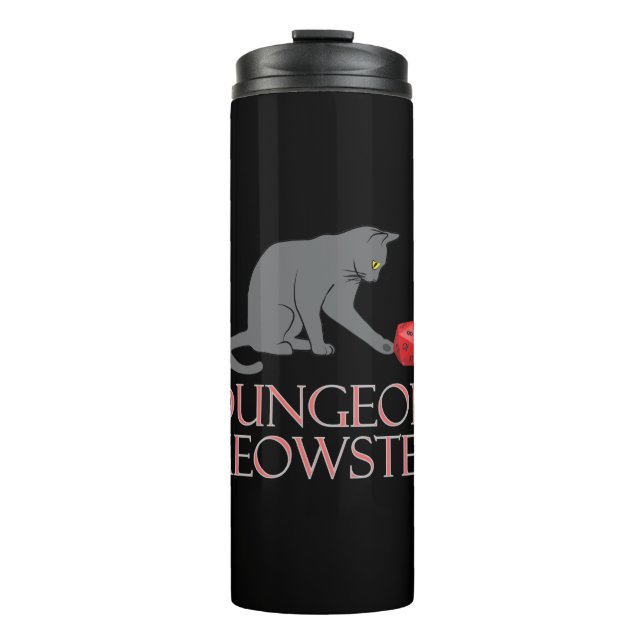 Bouteilles Isothermes Doungeon Meowster Drôle RPG Chat avec dés (Devant)