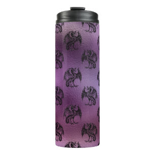 Bouteilles Isothermes Dragon à paillettes noir et violet vintage