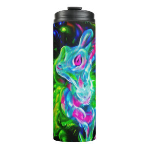 Bouteilles Isothermes Dragon de lapin psychédélique à Neon Imaginaire