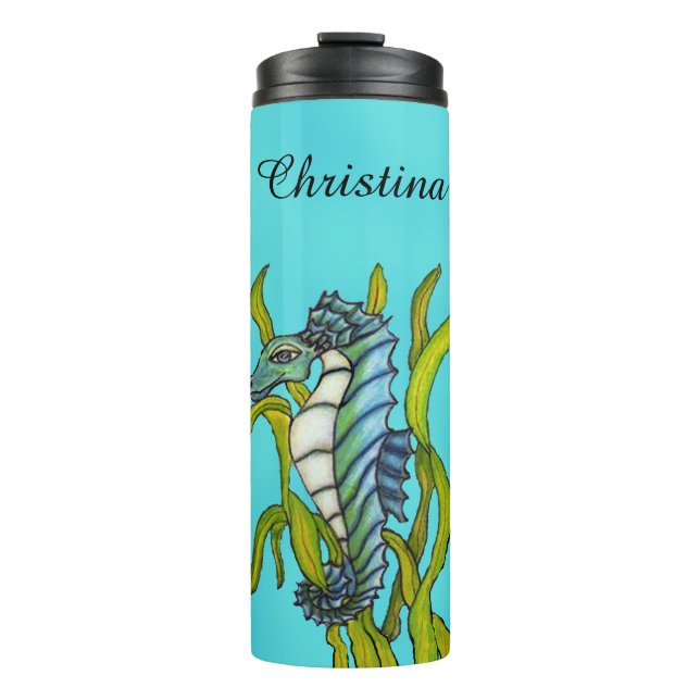 Bouteilles Isothermes Dragon de mer mythique enveloppé dans l'algue Aqua (Devant)