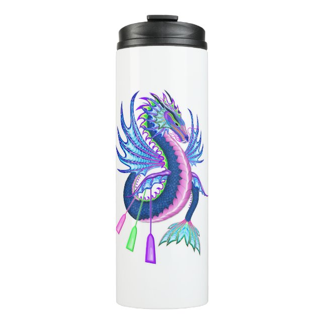 Bouteilles Isothermes Dragon d'eau bleu et rose (Devant)