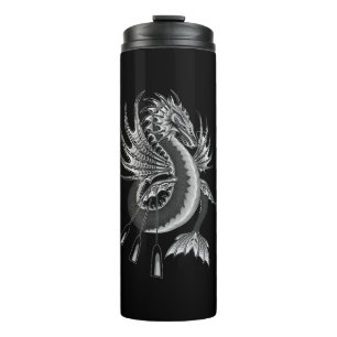 Bouteilles Isothermes Dragon d'eau noir et blanc