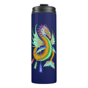 Bouteilles Isothermes Dragon d'eau verte et d'or pour dragon