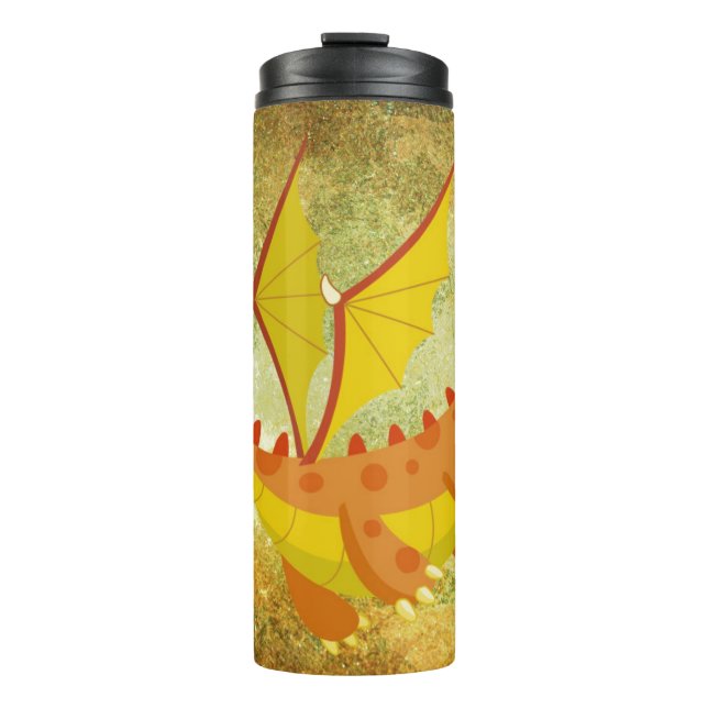 Bouteilles Isothermes Dragon sur une texture orange (Devant)