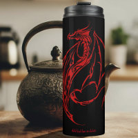 Dragon Tribal Rouge Féroce Silhouette Fantastique