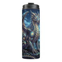 Dragons célestes éclairés par la lune et château