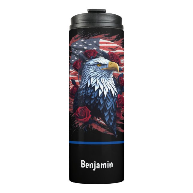 Bouteilles Isothermes Drapeau américain Aigle Rose Rouge Blanc Bleu (Devant)