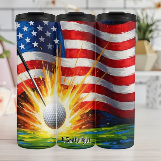 Bouteilles Isothermes Drapeau américain d'impact de balle de golf (Créateur téléchargé)
