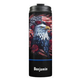 Bouteilles Isothermes Drapeau américain USA Aigle Roses Rouge Blanc Bleu