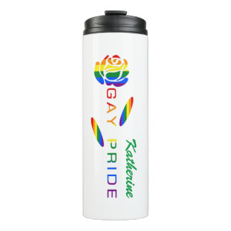 Bouteilles Isothermes Drapeau arc-en-ciel Rose Fierté Gay Nom personnali