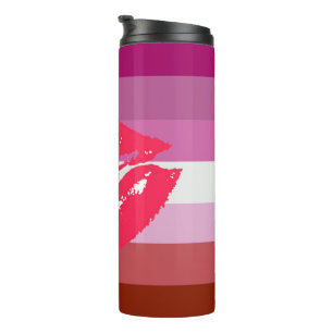 Bouteilles Isothermes Drapeau de fierté lesbienne au rouge à lèvres