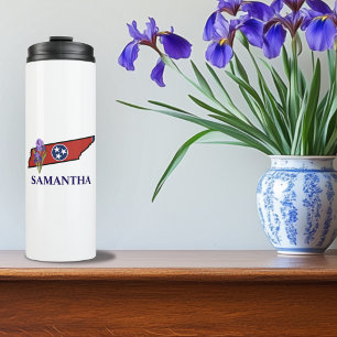 Bouteilles Isothermes Drapeau du Tennessee avec fleur d'état Iris texte