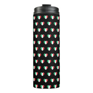 Bouteilles Isothermes Drapeau Italien Cœur Motif Répété Noir