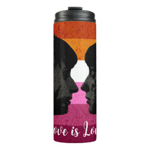 Bouteilles Isothermes Drapeau lesbien avec deux silhouettes de femme