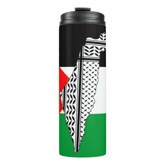 Bouteilles Isothermes Drapeau palestinien et carte avec Motif Keffiyeg (Devant)