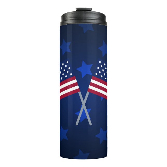 BOUTEILLES ISOTHERMES DRAPEAUX AMÉRICAINS BLEUS ROUGE PATRIOTIQUE (Devant)