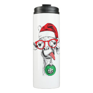 Bouteilles Isothermes Drôle Giraffe de Noël, Mignonne Giraffe Noël