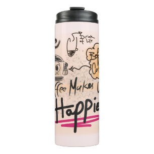 Bouteilles Isothermes Drôle mignon caricature café Lover Doodle