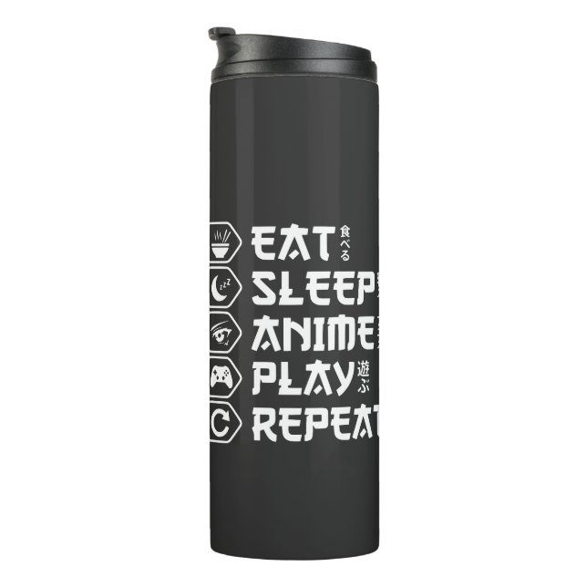 Bouteilles Isothermes Eat Sleep Anime Play Repeat Otaku Anime Lifestyle (Tourné sur la droite)
