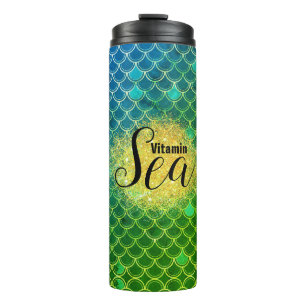 Bouteilles Isothermes Écaille de sirène bleu vert ombré Vitamin Sea
