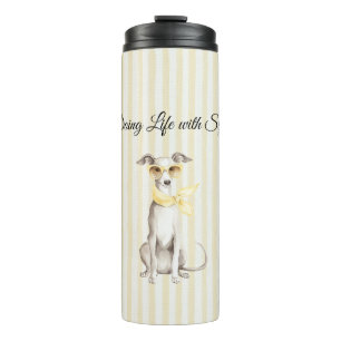 Bouteilles Isothermes Écharpe jaune doux Chien blanc 