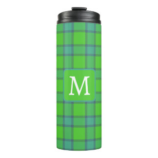 Bouteilles Isothermes Écossais vert & carreaux tartan bleu monogramme