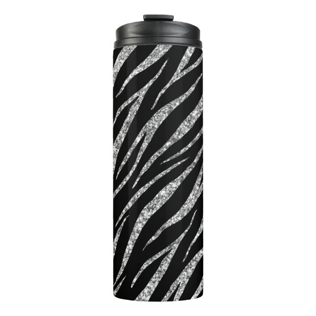 Bouteilles Isothermes Écran noir & argent de luxe féminin Zebra (Devant)