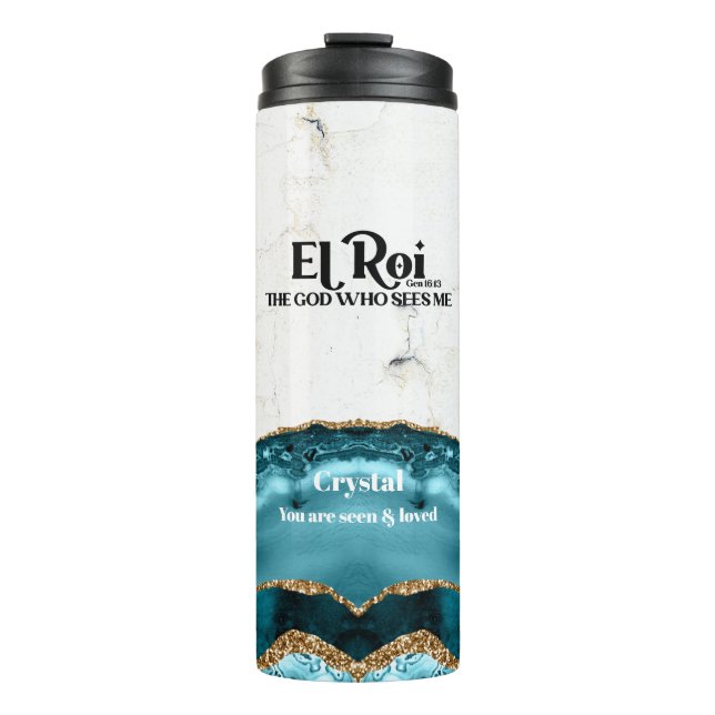 Bouteilles Isothermes El Roi Le Dieu Qui Me Voit Turquoise Monogramme De (Devant)