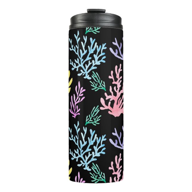Bouteilles Isothermes Élégance des récifs de corail : Motif d'aquarelle (Devant)