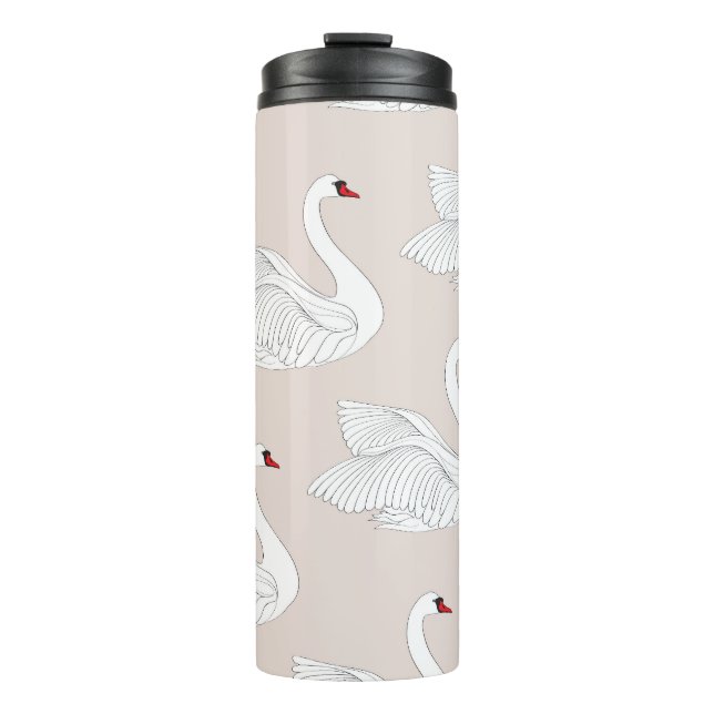 Bouteilles Isothermes Elégance du cygne : Motif blanc ornemental. (Devant)