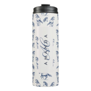 Bouteilles Isothermes Élégant Cheval Bleu Monogramme Cadeaux Initiaux