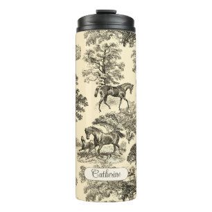 Bouteilles Isothermes Élégant Cheval Rustique Arbres Beige Tan Toile