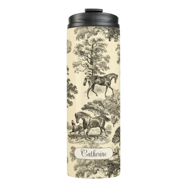 Bouteilles Isothermes Élégant Cheval Rustique Arbres Beige Tan Toile (Devant)