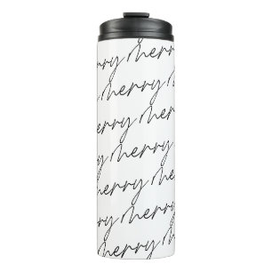 Bouteilles Isothermes Élégant Chic noir blanc Merry Script Lettres