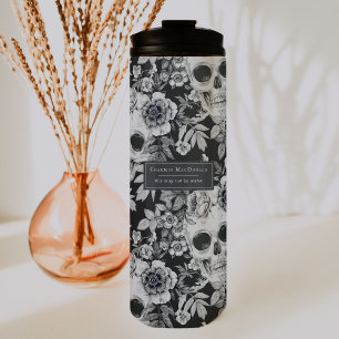 Bouteilles Isothermes Elégant crâne floral foncé sur noir Personnalisé